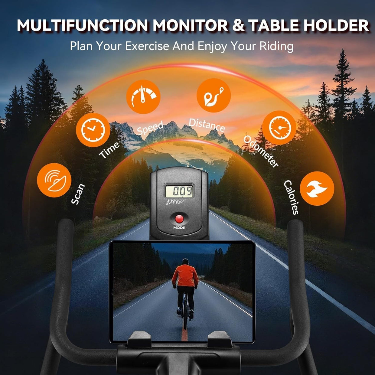 Magnetic Silent Belt - Drive Spin Bike w/ LCD Monitor, Heavy Flywheel - Kwikley