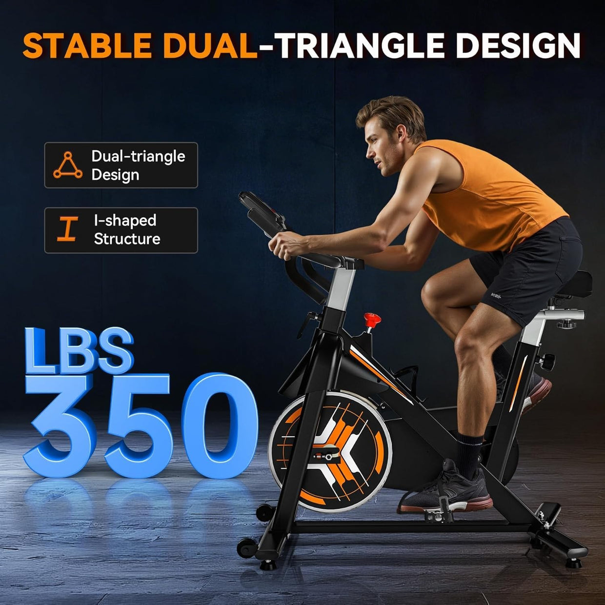 Magnetic Silent Belt - Drive Spin Bike w/ LCD Monitor, Heavy Flywheel - Kwikley
