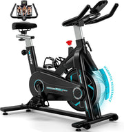 Magnetic Silent Indoor Spin Bike w/ LCD Monitor, APP Support & Heavy Flywheel - Kwikley
