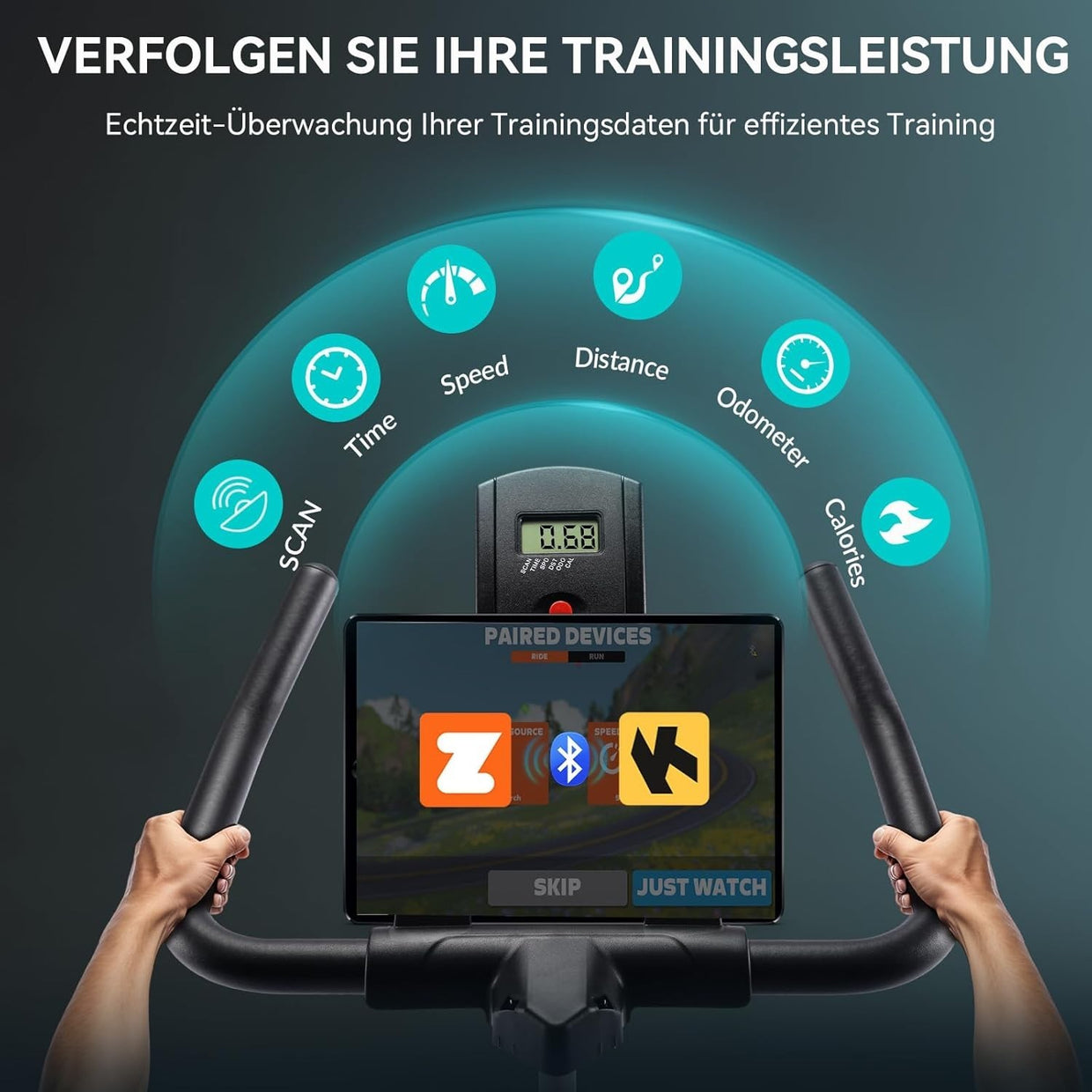 Magnetic Silent Indoor Spin Bike w/ LCD Monitor, APP Support & Heavy Flywheel - Kwikley