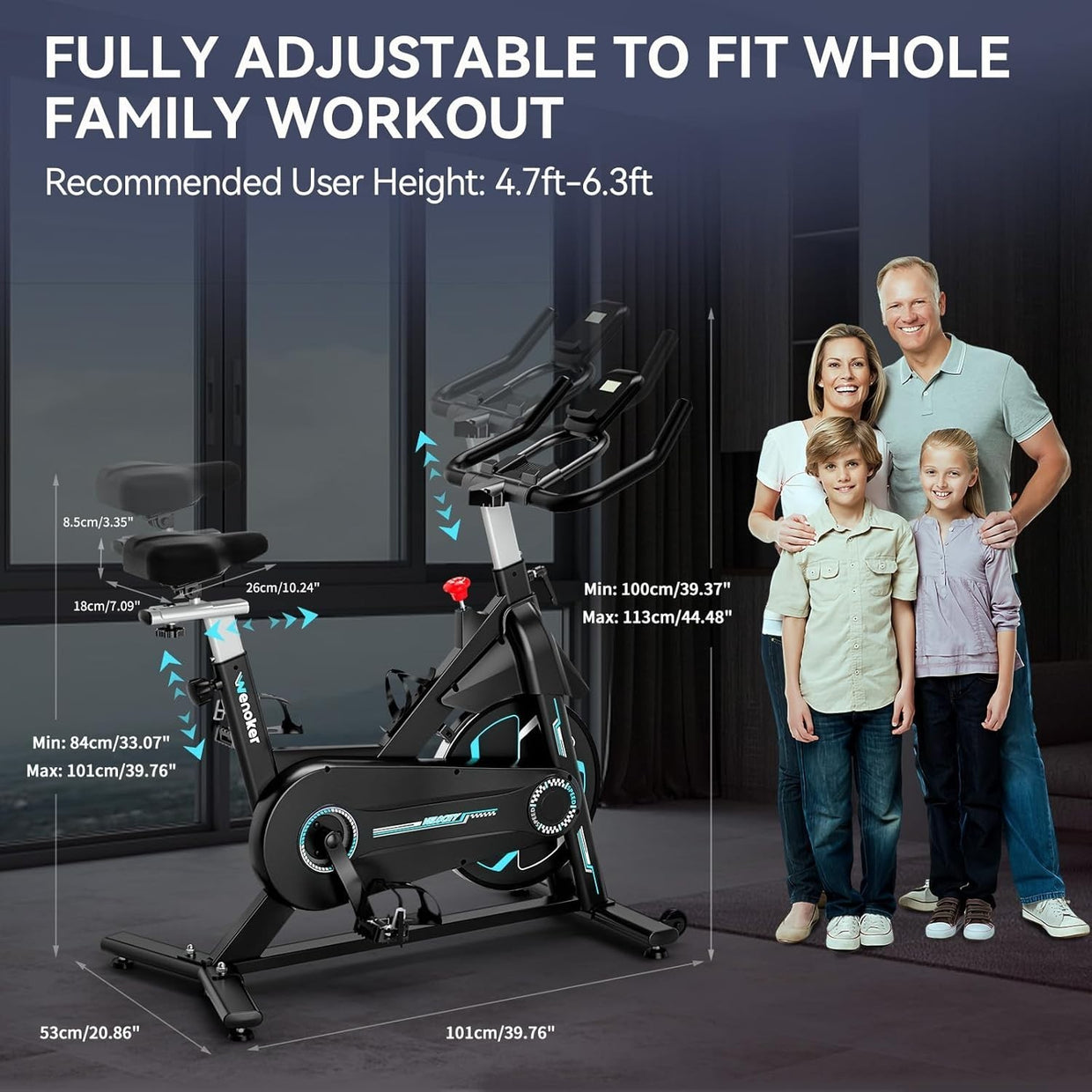 Magnetic Silent Indoor Spin Bike w/ LCD Monitor, APP Support & Heavy Flywheel - Kwikley