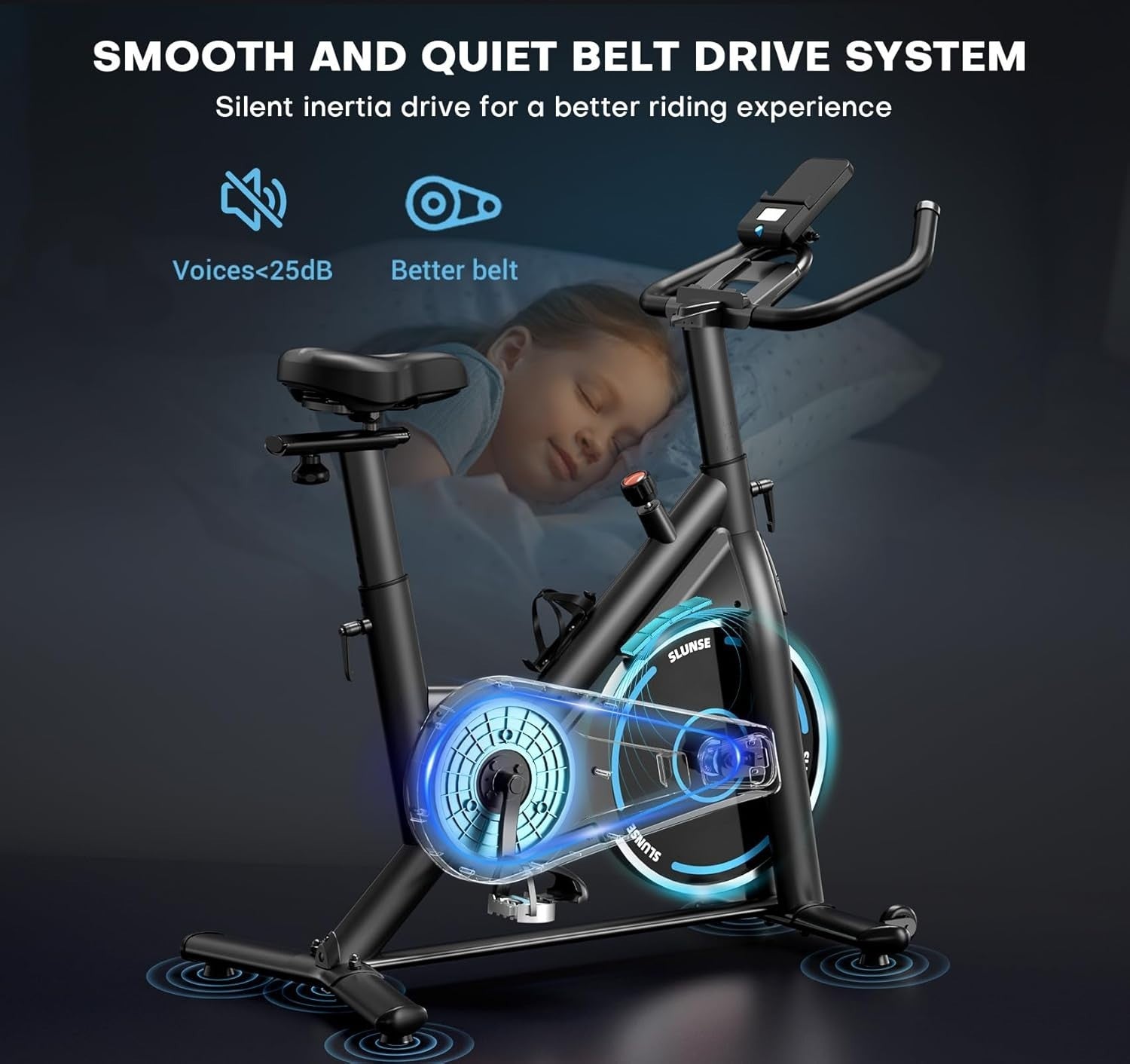 Magnetic Smart Spin Bike w/ App Sync, LCD Monitor, 35lb Flywheel & 400lb Cap - Kwikley