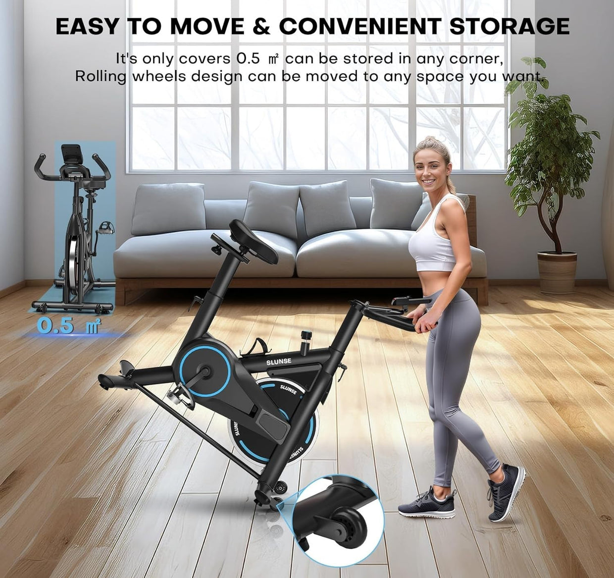 Magnetic Smart Spin Bike w/ App Sync, LCD Monitor, 35lb Flywheel & 400lb Cap - Kwikley