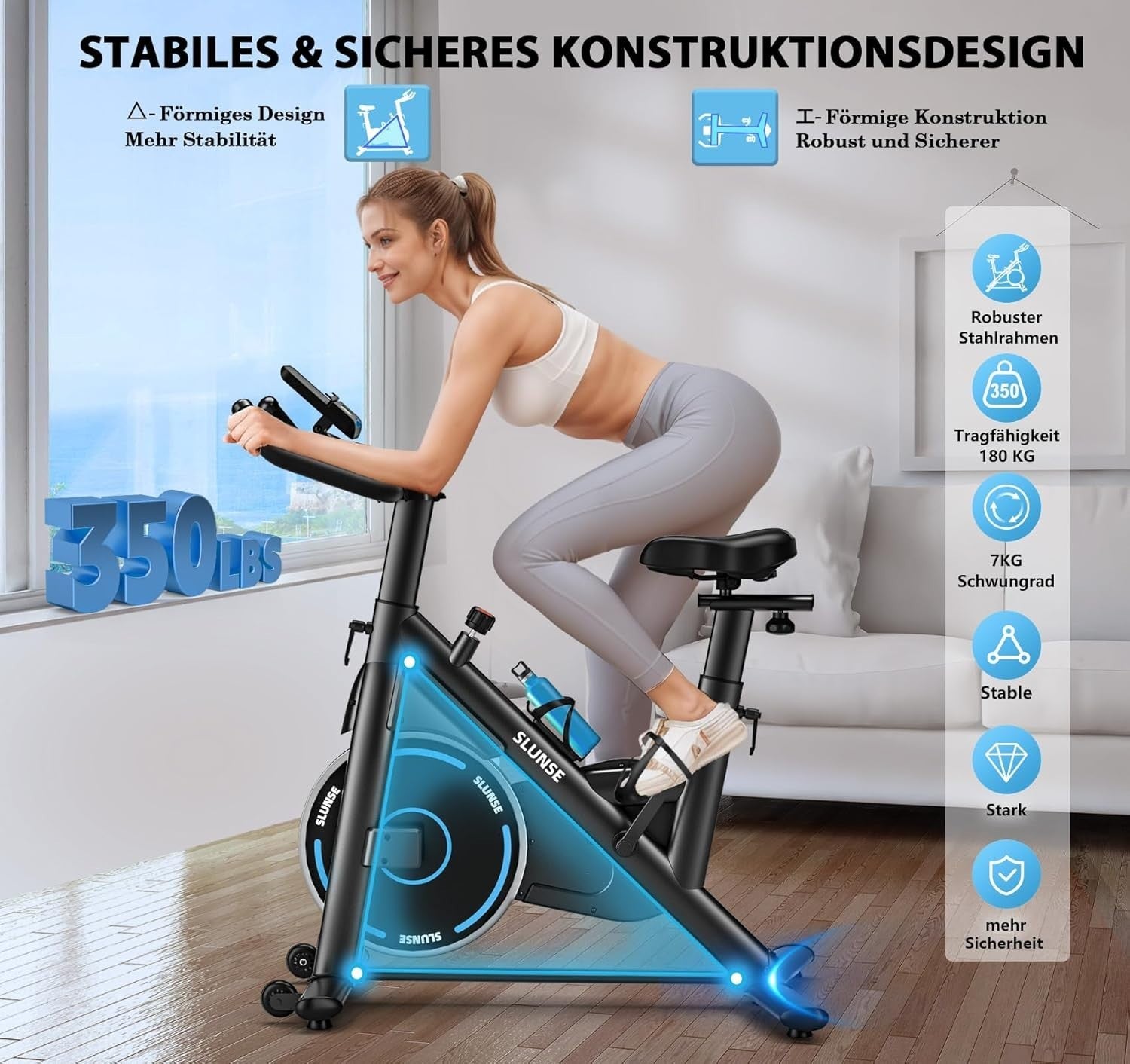 Magnetic Smart Spin Bike w/ App Sync, LCD Monitor, 35lb Flywheel & 400lb Cap - Kwikley