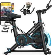 Magnetic Spin Bike w/ APP, LCD Monitor, 35lb Flywheel, Dumbbell Rack 180kg Cap - Kwikley