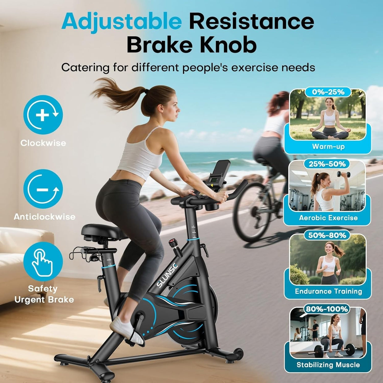 Magnetic Spin Bike w/ APP, LCD Monitor, 35lb Flywheel, Dumbbell Rack 180kg Cap - Kwikley
