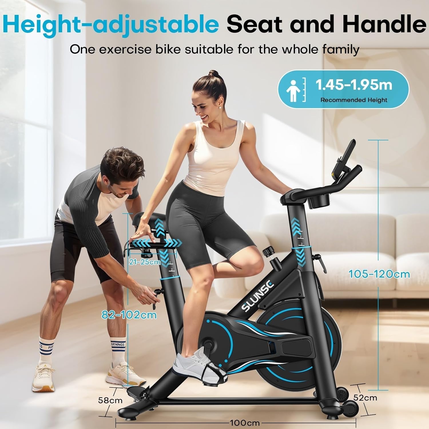 Magnetic Spin Bike w/ APP, LCD Monitor, 35lb Flywheel, Dumbbell Rack 180kg Cap - Kwikley