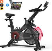 Magnetic Spin Bike w/ APP Sync, Quiet Belt Drive, LCD Monitor & 150kg Capacity - Kwikley