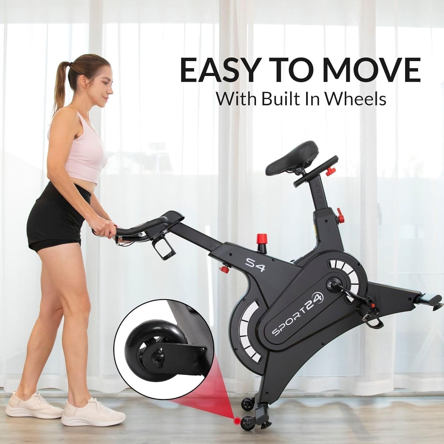 Magnetic Spin Bike w/ LCD Display, 8kg Flywheel, Heart Rate & Tablet Holder - Kwikley
