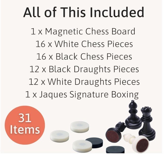 Magnetic Travel Chess & Draughts Set | Folding Board with Storage | Portable Gam - Kwikley