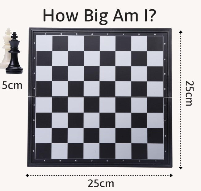 Magnetic Travel Chess & Draughts Set | Folding Board with Storage | Portable Gam - Kwikley
