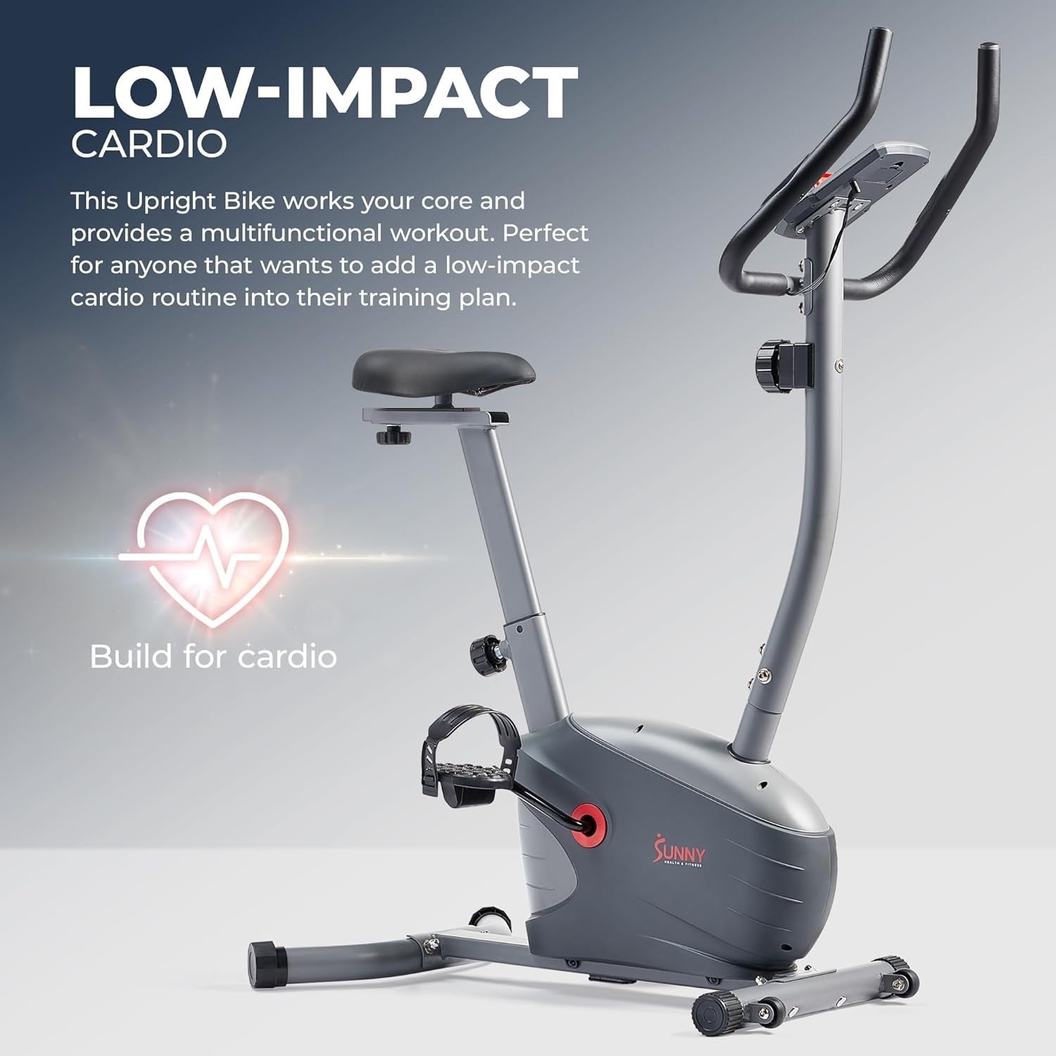 Magnetic Upright Exercise Bike w/ Bluetooth, LCD Monitor & 8 Resistance Levels - Kwikley
