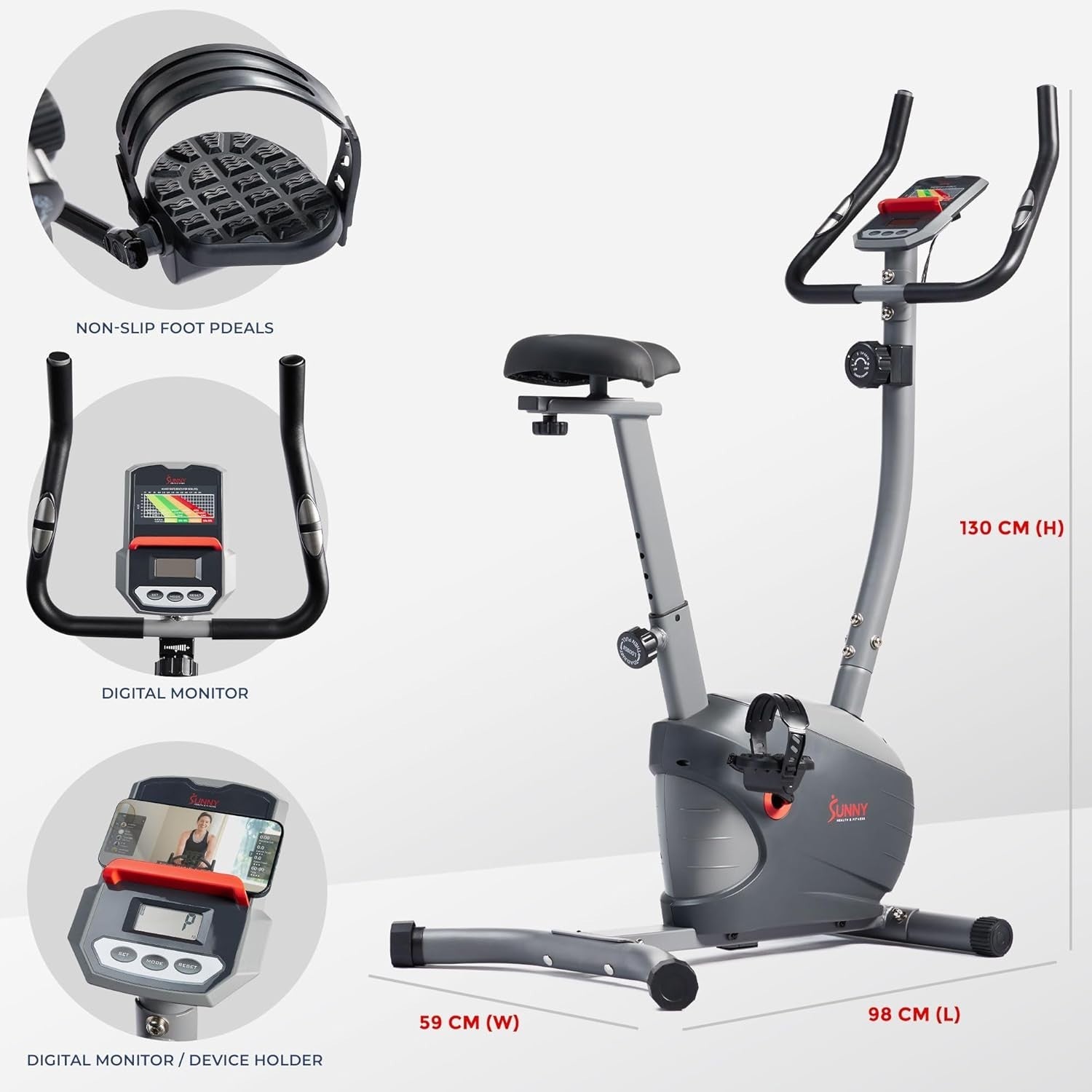 Magnetic Upright Exercise Bike w/ Bluetooth, LCD Monitor & 8 Resistance Levels - Kwikley
