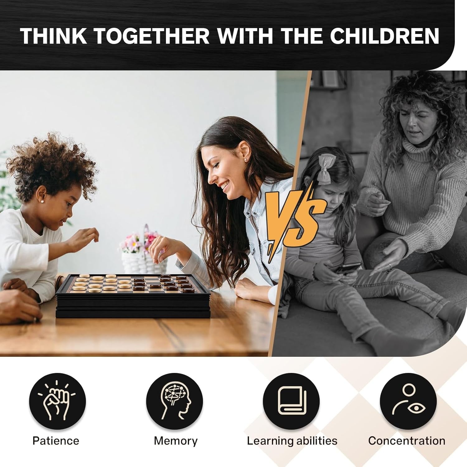 Magnetic Wooden Chess & Checkers Set 15" Board w/ Storage Drawers Extra Queens - Kwikley