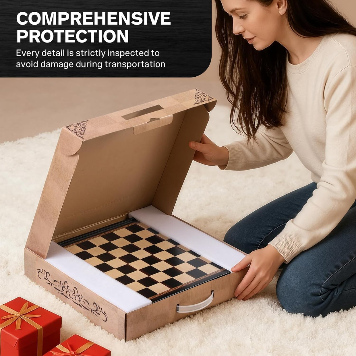 Magnetic Wooden Chess & Checkers Set 15" Board w/ Storage Drawers Extra Queens - Kwikley