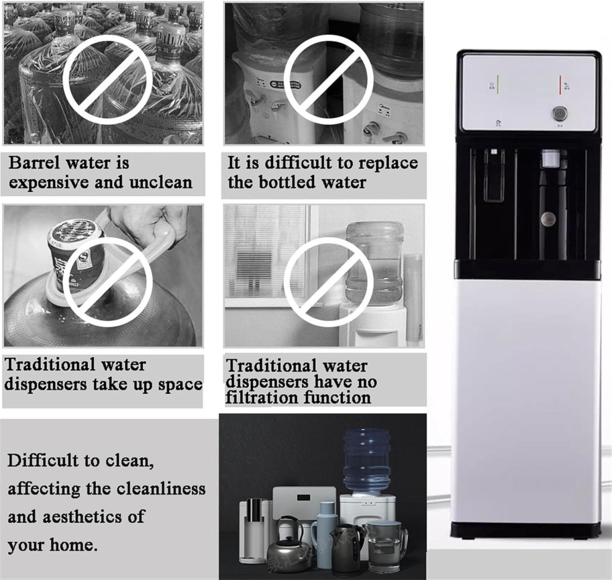 Mains Fed Water Cooler Hot & Cold Dispenser Commercial Home Office - Kwikley