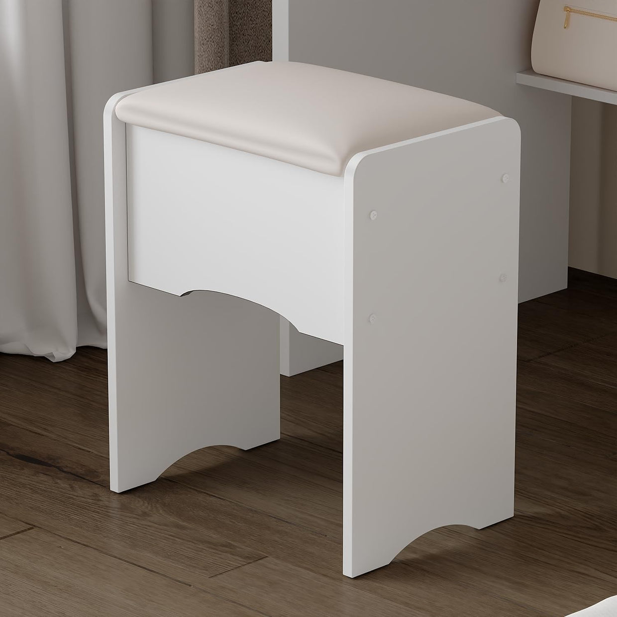 Makeup Vanity Dressing Table LED Mirror 5 Drawer Set & Stool Storage White - Kwikley