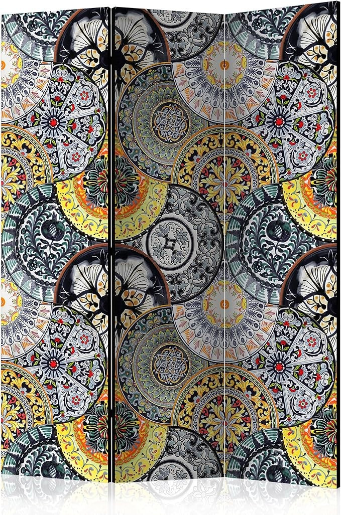 Mandala Abstract Room Divider 135x172cm Folding Privacy Screen 3 Panel Decor - Kwikley