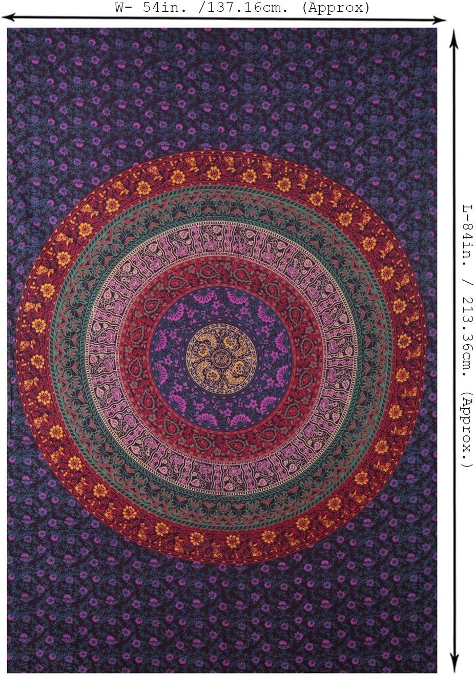 Mandala Cotton Tapestry 137x213cm Boho Wall Decor - Kwikley
