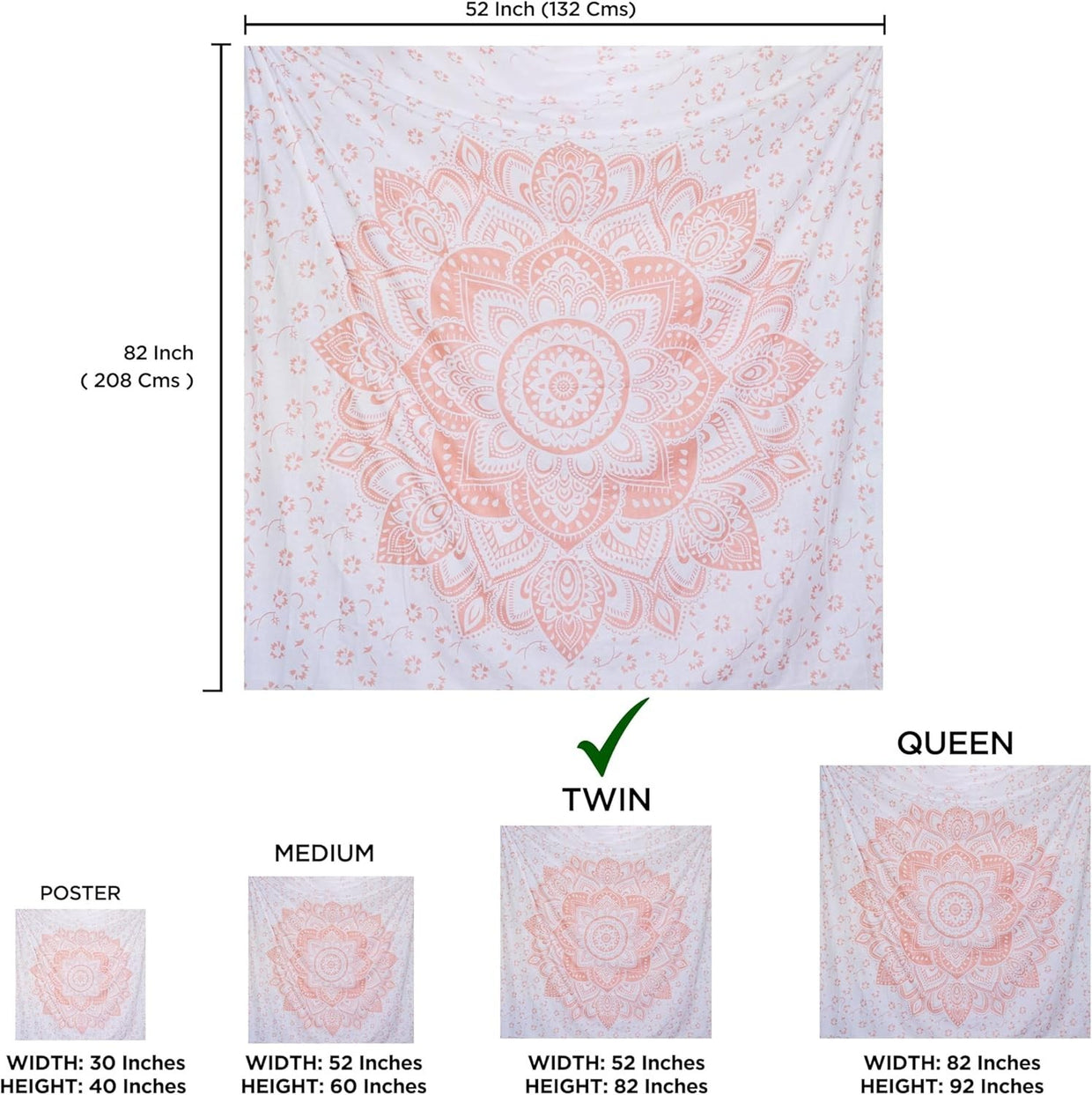 Mandala Cotton Tapestry 208x232cm Wall Hanging Bedspread Decor - Kwikley