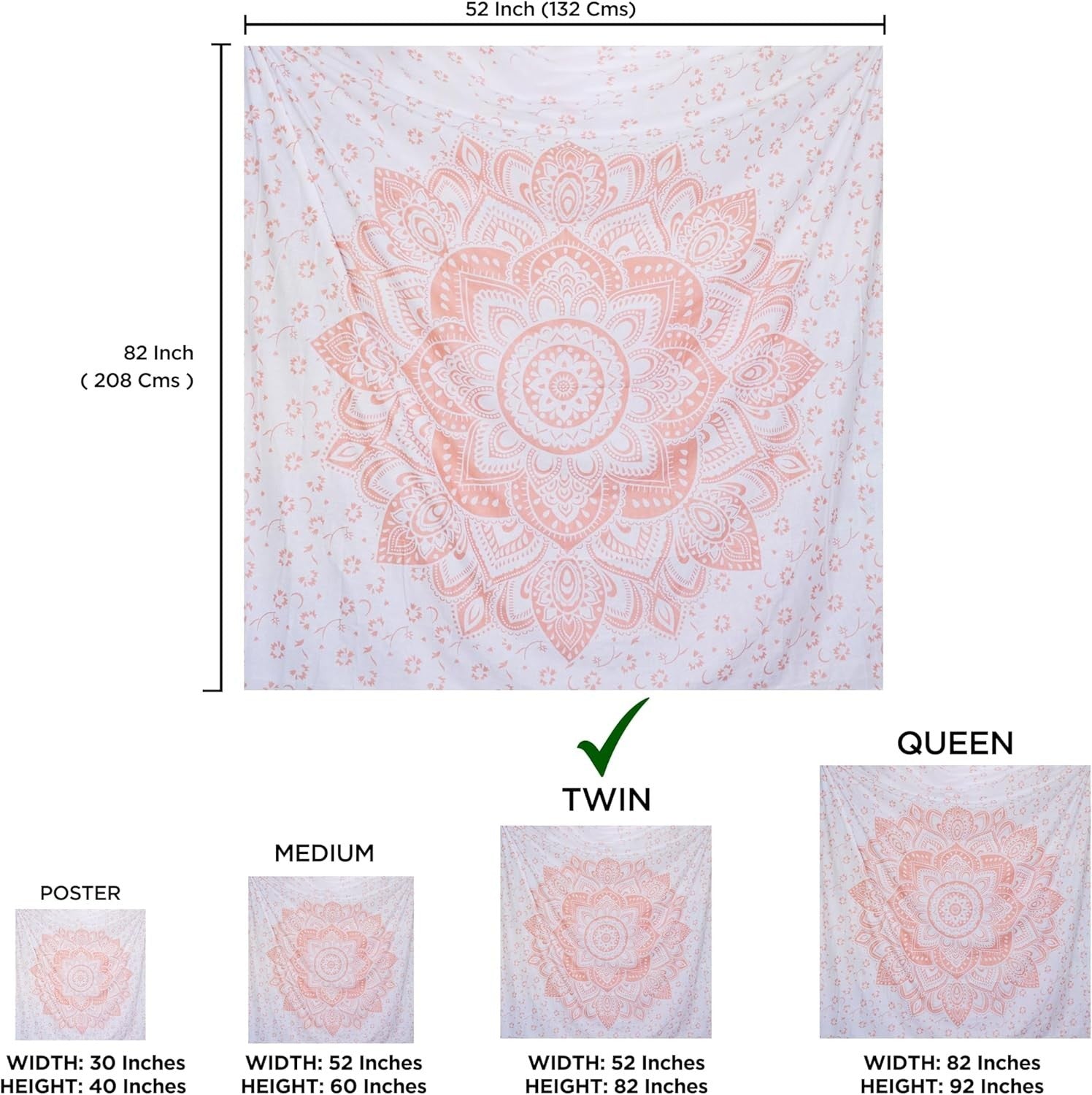 Mandala Cotton Tapestry 208x232cm Wall Hanging Bedspread Decor - Kwikley