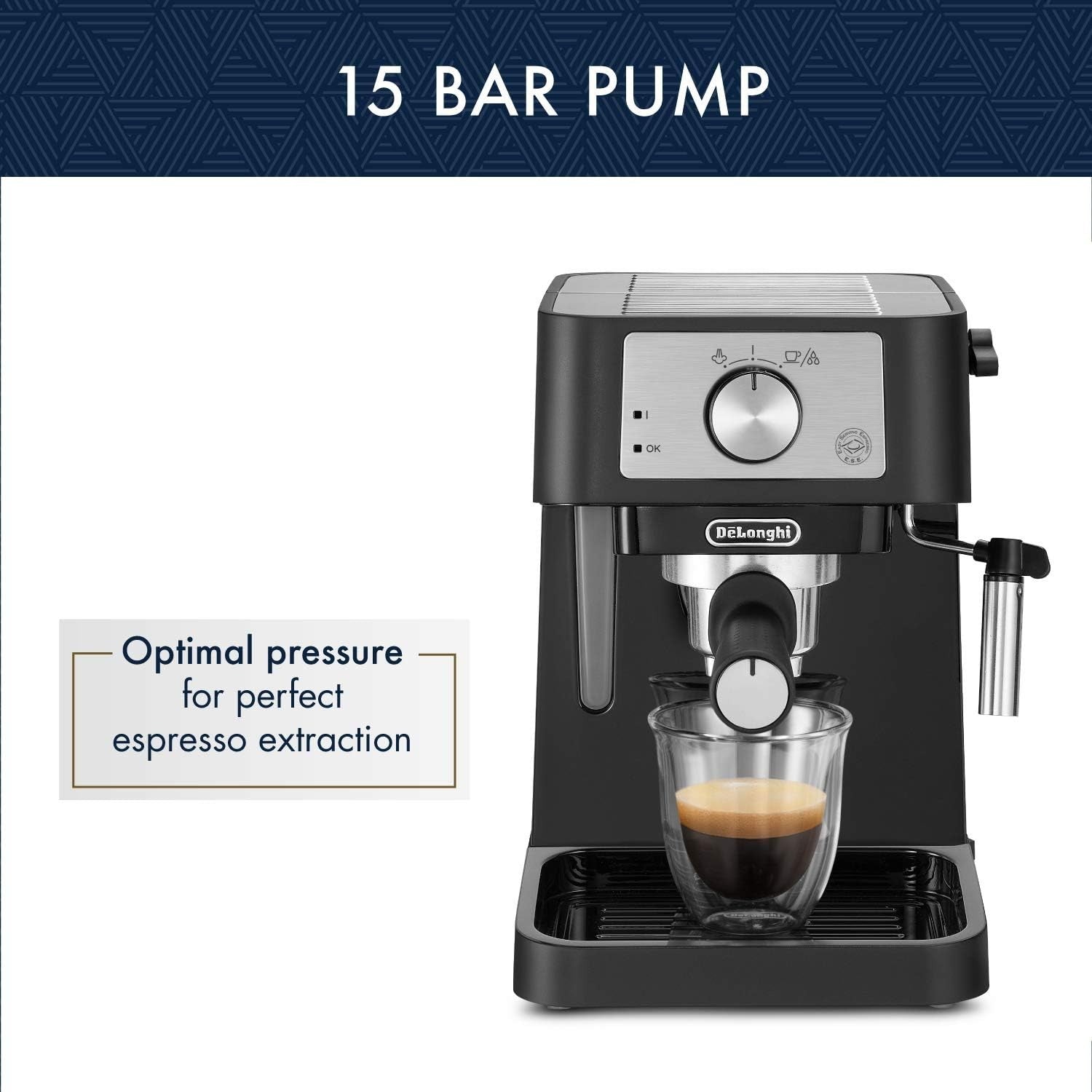 Manual Espresso Cappuccino Maker | 15 Bar Pump | Frother Wand | Compact - Kwikley