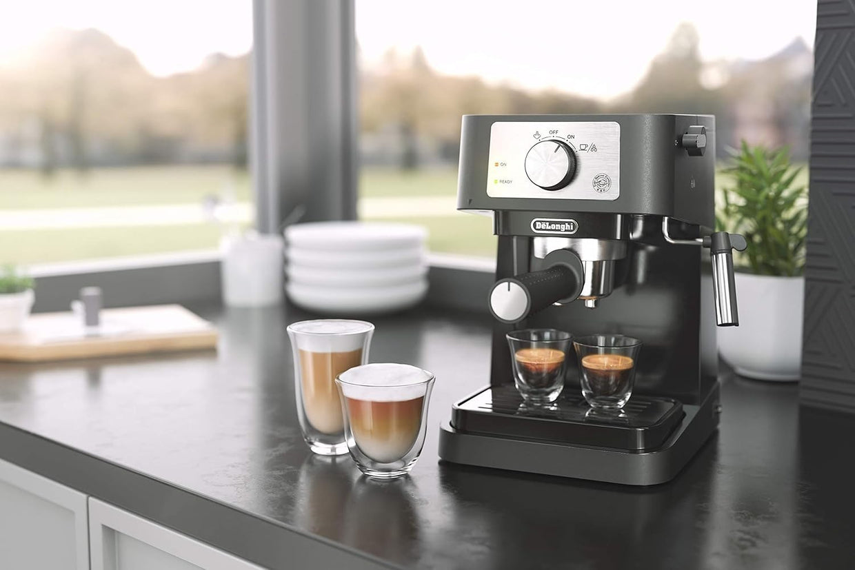 Manual Espresso Cappuccino Maker | 15 Bar Pump | Frother Wand | Compact - Kwikley