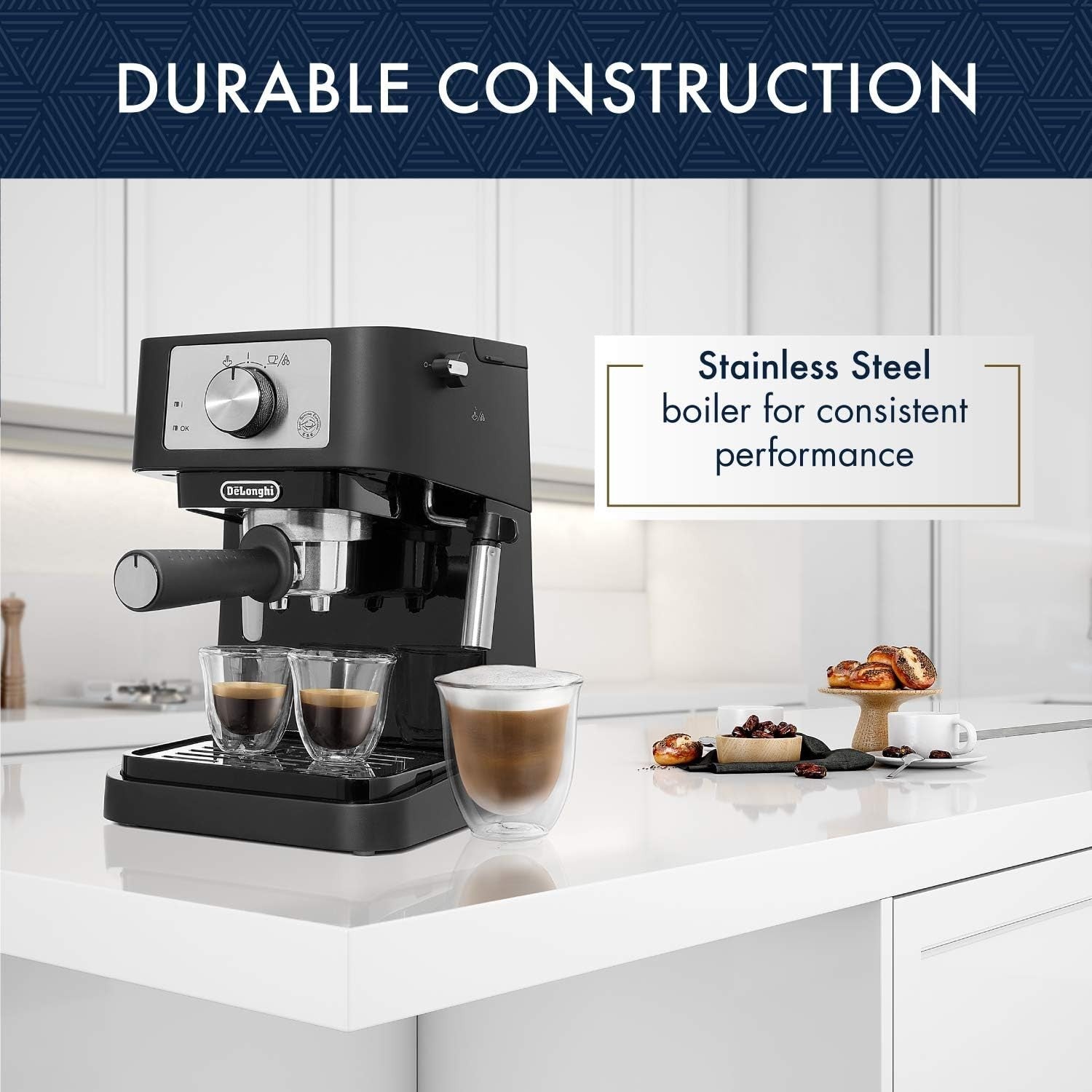Manual Espresso Cappuccino Maker | 15 Bar Pump | Frother Wand | Compact - Kwikley