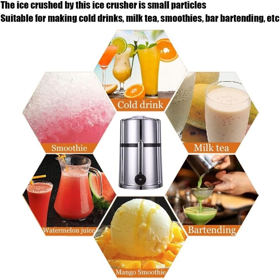 Manual Ice Crusher Hand Crank Portable Slush Machine Stainless Steel - Kwikley