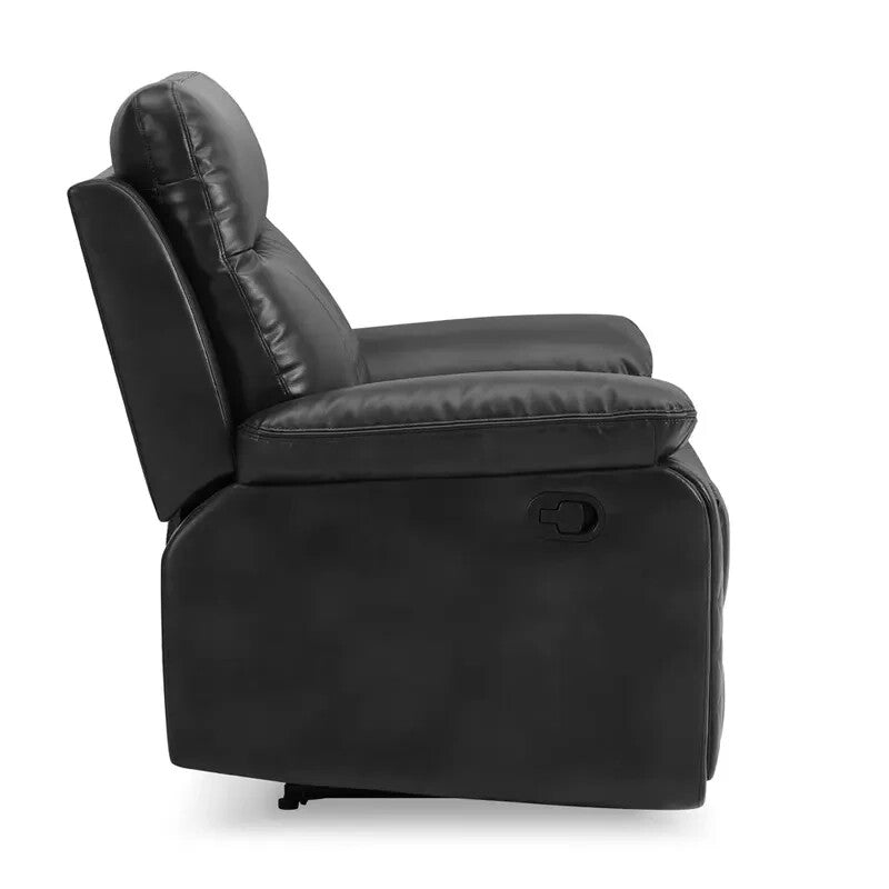 Manual Recliner Armchair Black Faux Leather Padded Seat Lounge Chair - Kwikley