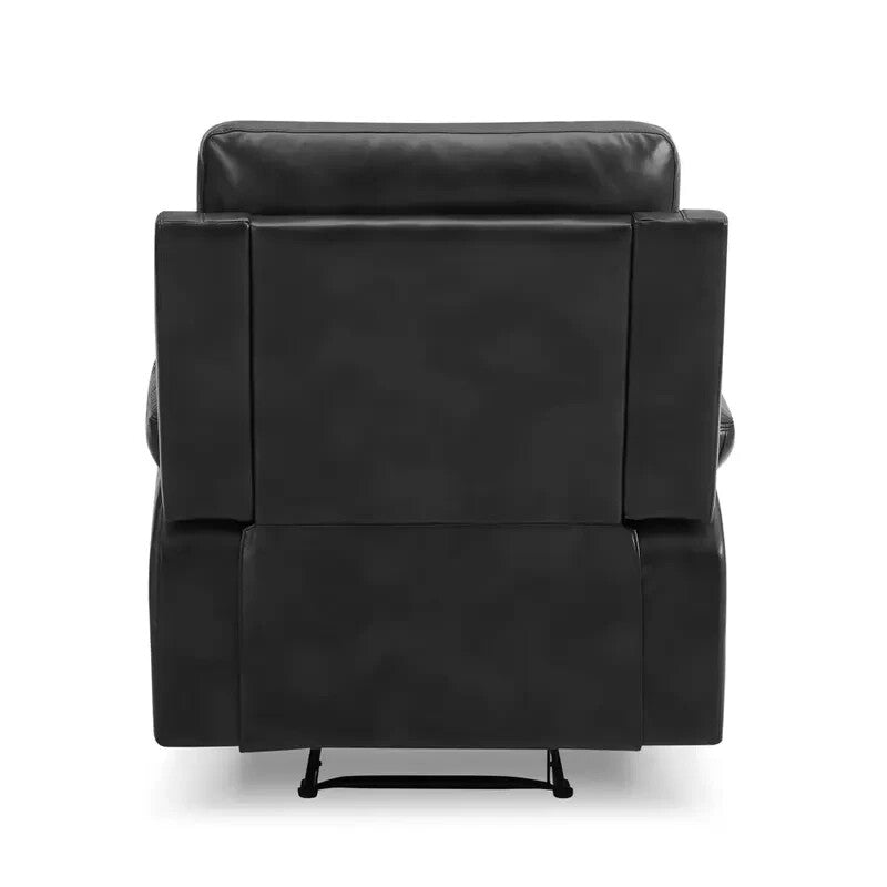 Manual Recliner Armchair Black Faux Leather Padded Seat Lounge Chair - Kwikley