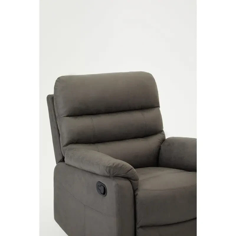 Manual Recliner Armchair Grey Air Leather Padded Lounge Chair Sofa - Kwikley