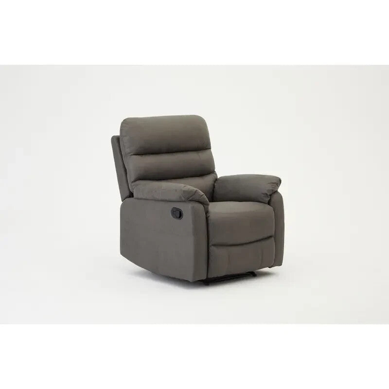 Manual Recliner Armchair Grey Air Leather Padded Lounge Chair Sofa - Kwikley