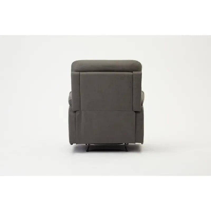 Manual Recliner Armchair Grey Air Leather Padded Lounge Chair Sofa - Kwikley