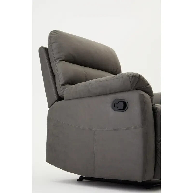 Manual Recliner Armchair Grey Air Leather Padded Lounge Chair Sofa - Kwikley