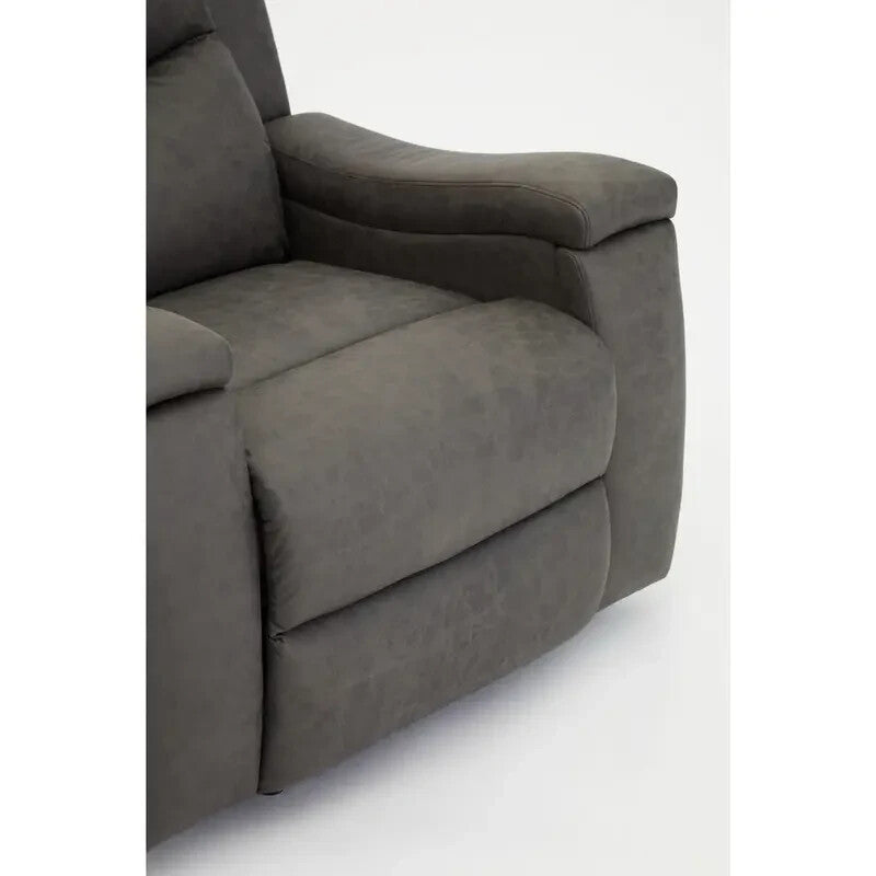 Manual Recliner Armchair Grey Faux Leather Sofa Chair with Cup Holders - Kwikley