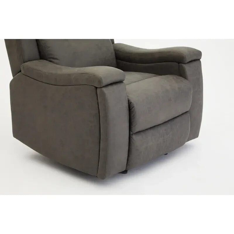 Manual Recliner Armchair Grey Faux Leather Sofa Chair with Cup Holders - Kwikley