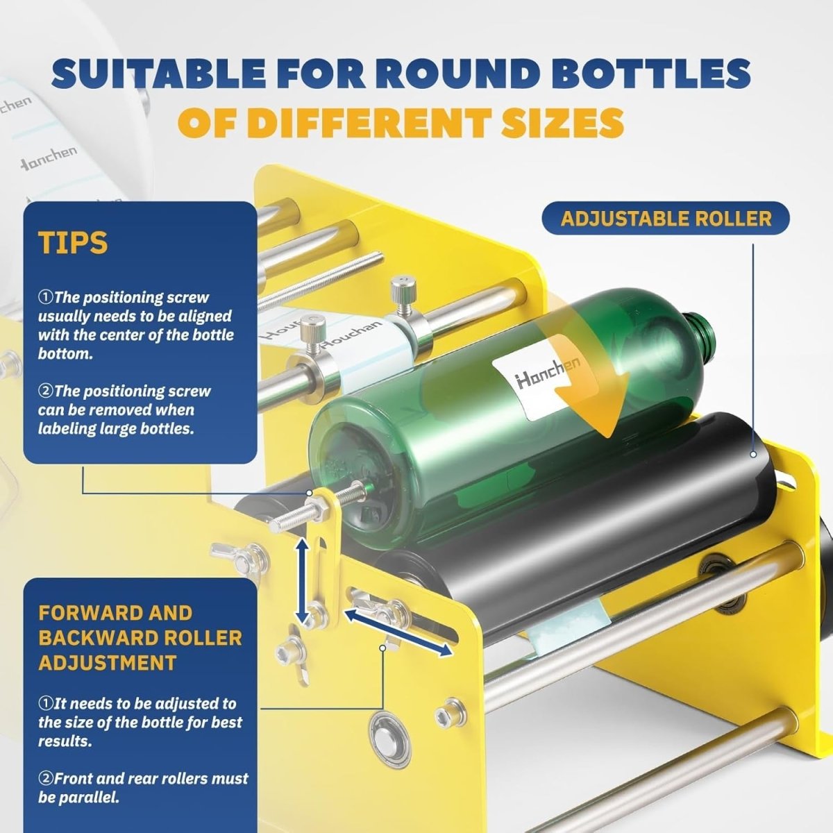 Manual Round Bottle Labeling Machine High Precision Adjustable Label Applicator - Kwikley