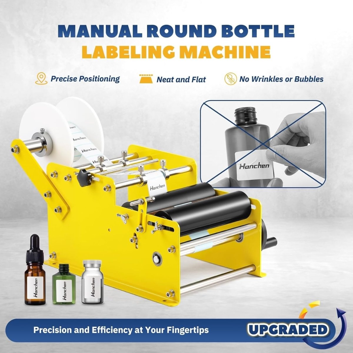 Manual Round Bottle Labeling Machine High Precision Adjustable Label Applicator - Kwikley
