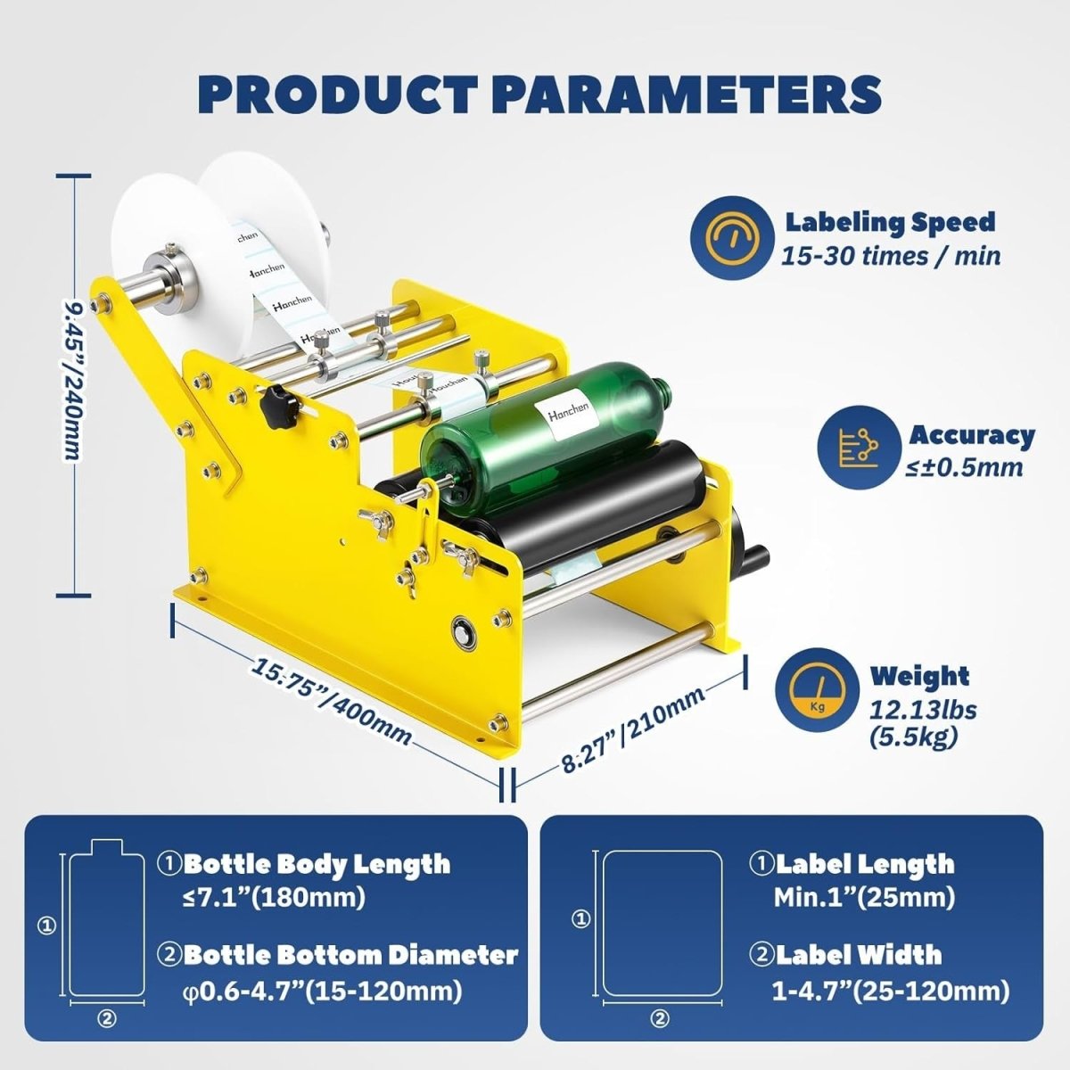 Manual Round Bottle Labeling Machine High Precision Adjustable Label Applicator - Kwikley