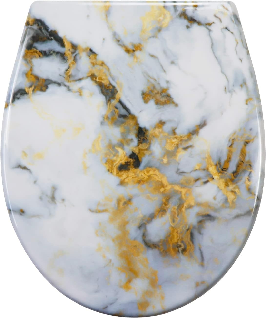 Marble Effect Toilet Seat Soft Close Duroplast Top Fix 45x37cm - Kwikley