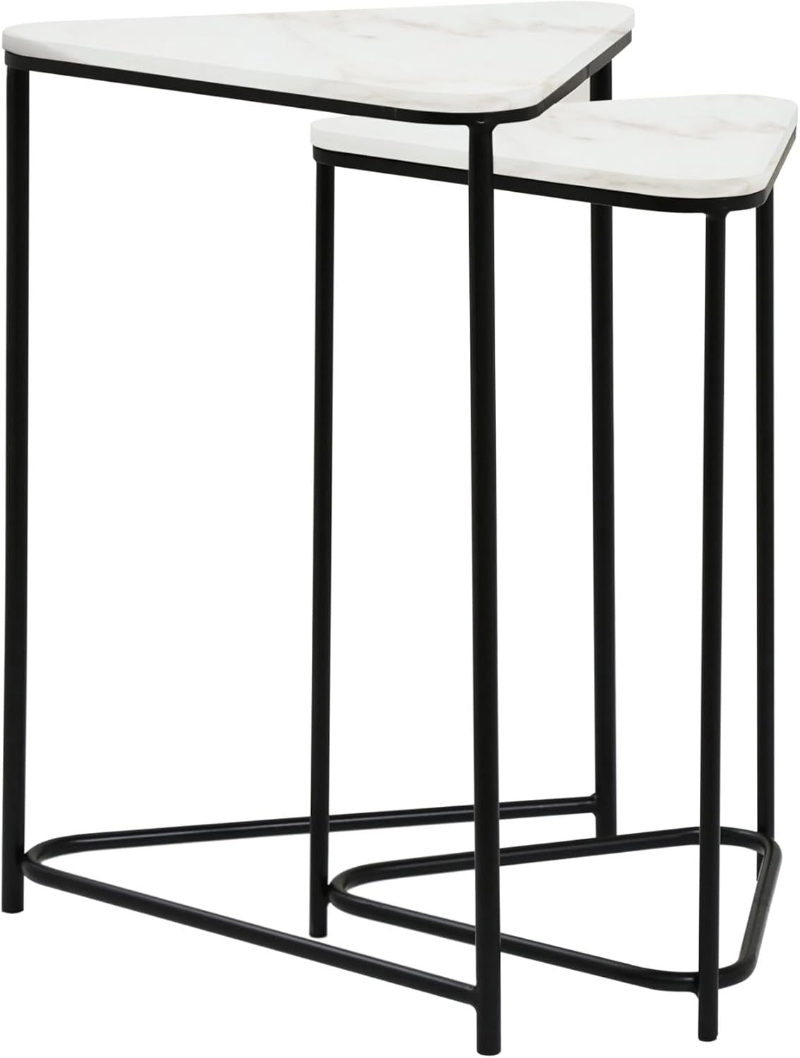 Marble Top Nesting End Table Set Small Coffee Side Accent Triangular New - Kwikley