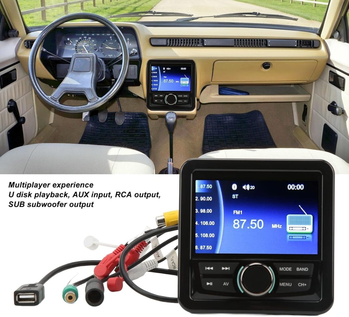 Marine Bluetooth Stereo Radio Waterproof Boat Audio Receiver FM AM - Kwikley