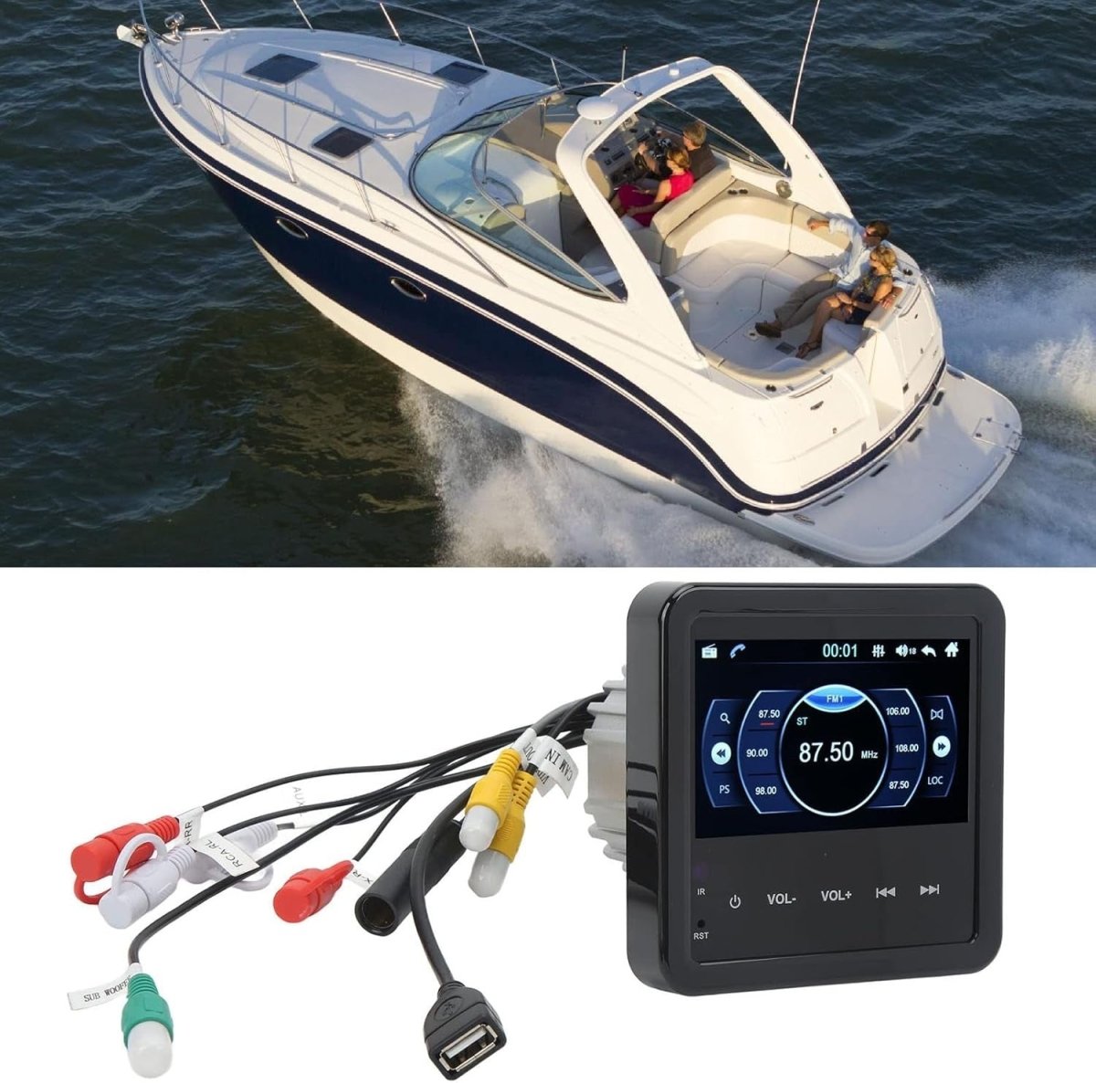 Marine Bluetooth Stereo Receiver 5" MP5 Player Waterproof Hands - Free - Kwikley