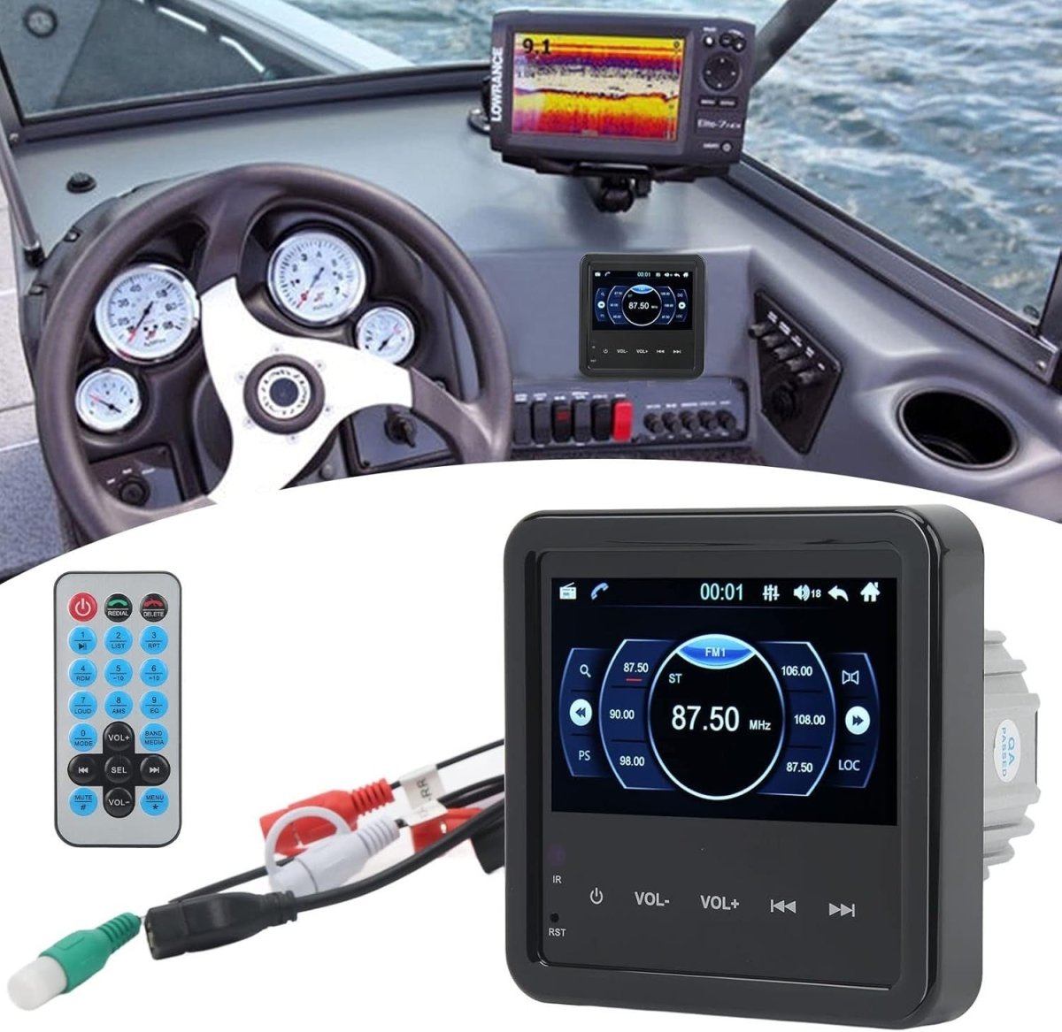 Marine Bluetooth Stereo Receiver 5" MP5 Player Waterproof Hands - Free - Kwikley