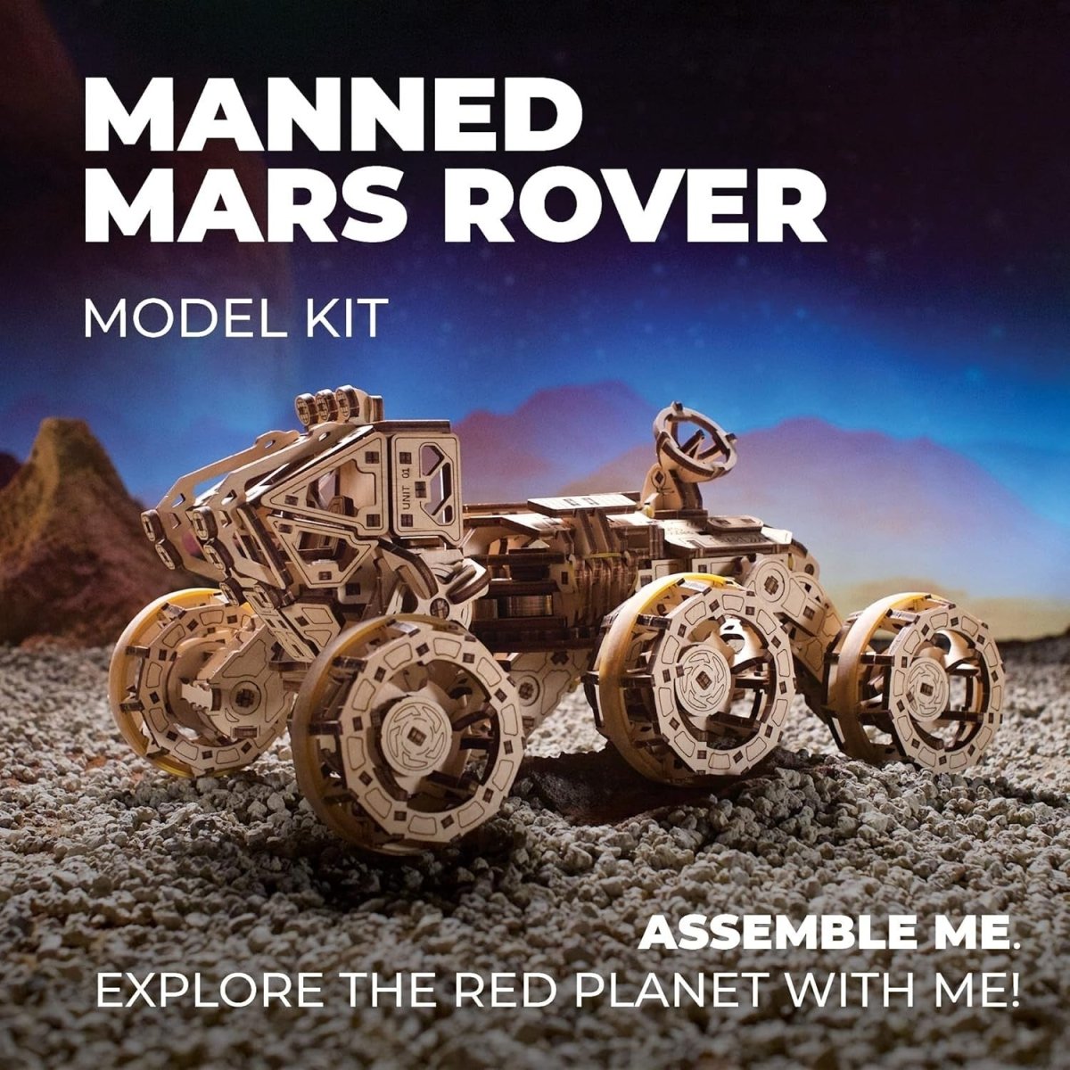 Mars Rover 3D Wooden Puzzle Mechanical Space Vehicle Model Kit - Kwikley