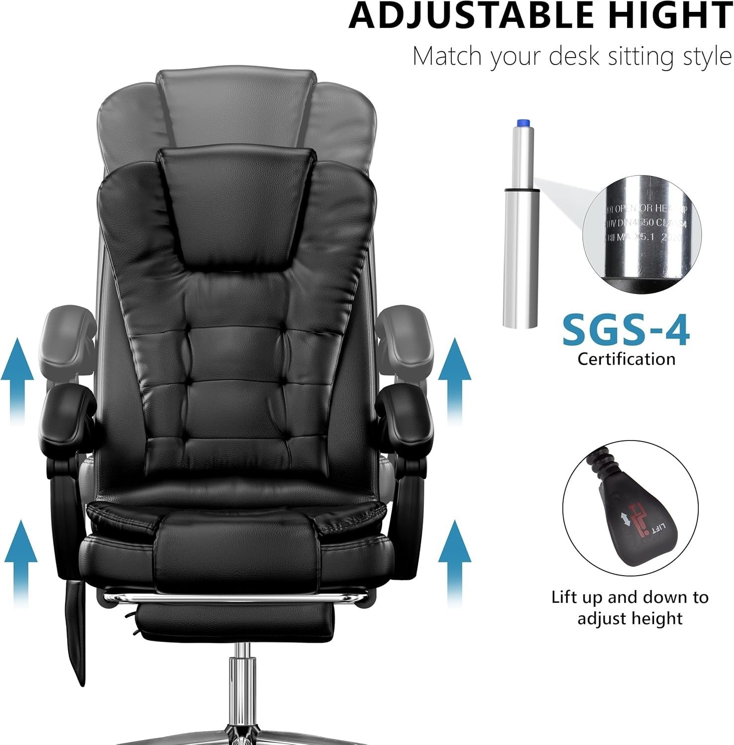 Massage Gaming Chair Recliner Office Desk Seat High Back Faux Leather Swivel - Kwikley