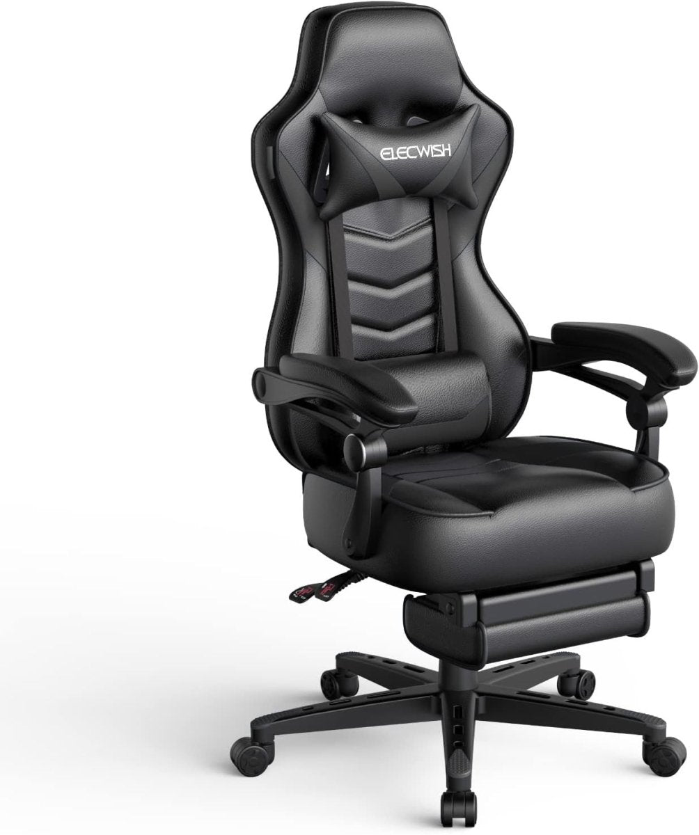 Massage Gaming Chair Recliner w/ Footrest PU Leather Big & Tall - Kwikley