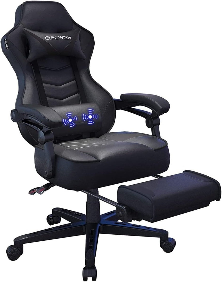 Massage Gaming Chair Recliner w/ Footrest PU Leather Big & Tall - Kwikley