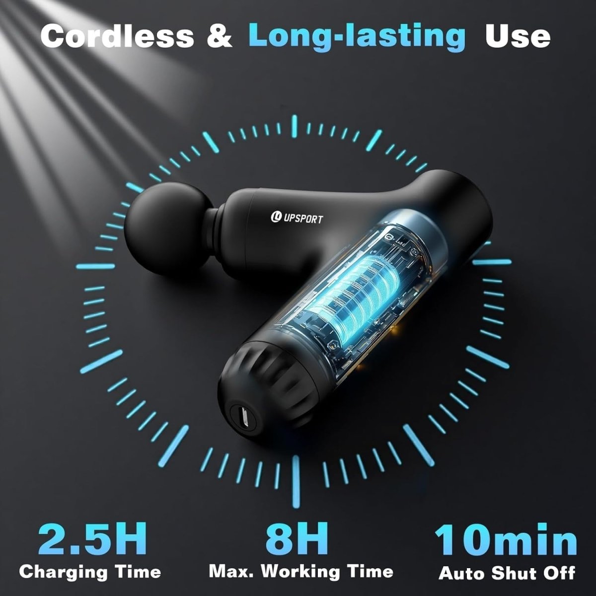 Massage Gun Deep Tissue 3in1 Handle Quiet Full Body Muscle Recovery Tool - Kwikley